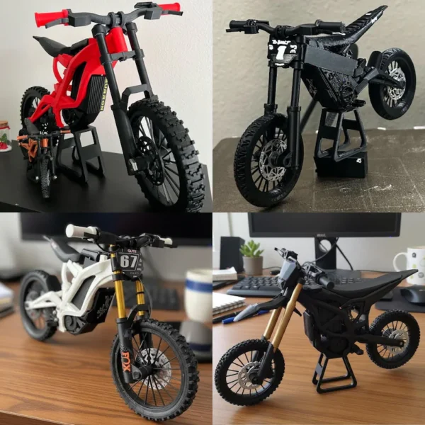 New 4 Set MX Electric, Racing Off-Road, Electric Motocross, Trail Bike Showcase Suspension Bikes 3D Models