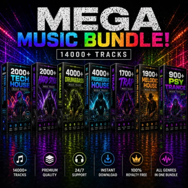 14000+ Music Tracks Bundle, All Genres Pack, EDM Collection, Tech House, Trap, DnB, Psy Trance, Melodic House