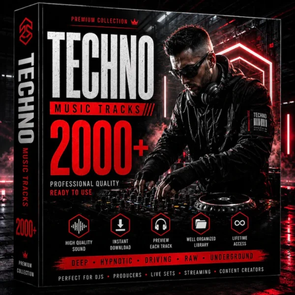 Techno Music Tracks Collection 2000+  EDM Techno Bundle WAV MP3  DJ Producer Pack